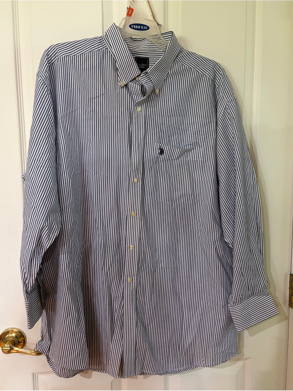Polo by Ralph Lauren Men’s Blue & White Stripe Button-Down Shirt XL with flaw